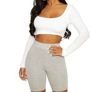 Naked wardrobe scoop long sleeve cropped top
